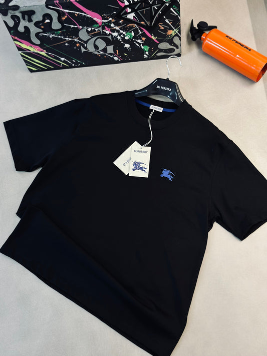 CAMISETA OVERSIZE BUR NEGRA LOGO TEJIDO AZUL
