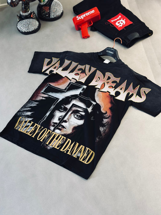 CAMISETA OVERSIZE VAL NEGRA RHINESTONE CRUZ