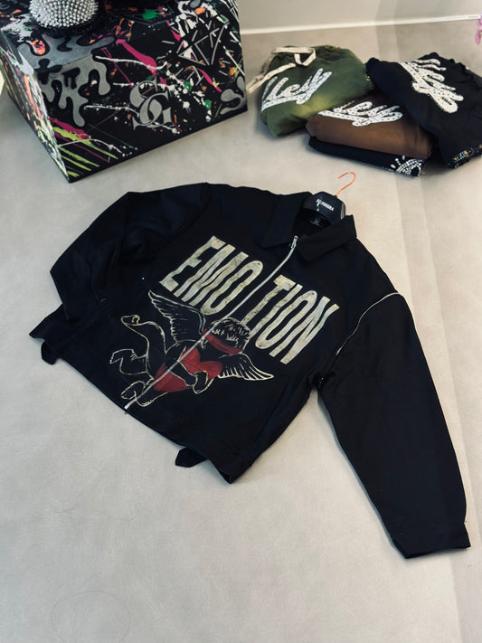 CHAQUETA EMO NEGRA CUPIDO CORAZON