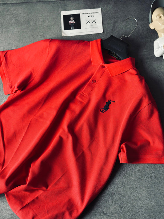 CAMISETA POLO RAL ROJA TEJIDO NEGRO