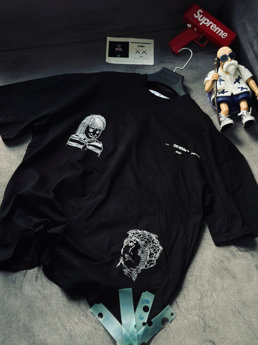 CAMISETA OVERSIZE OFF NEGRA "X" TEJIDO NEGRO