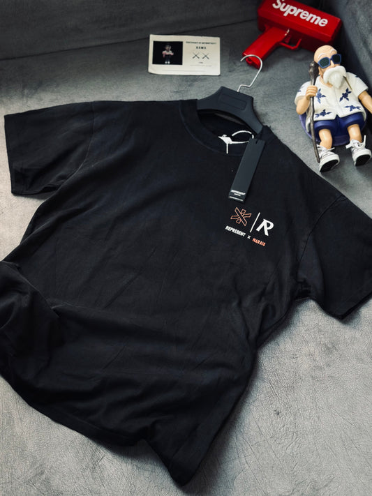 CAMISETA OVERSIZE REP NEGRA X NARANJA