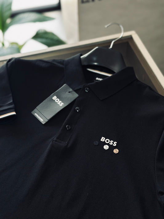 CAMISETA POLO BOS NEGRA PELOTA