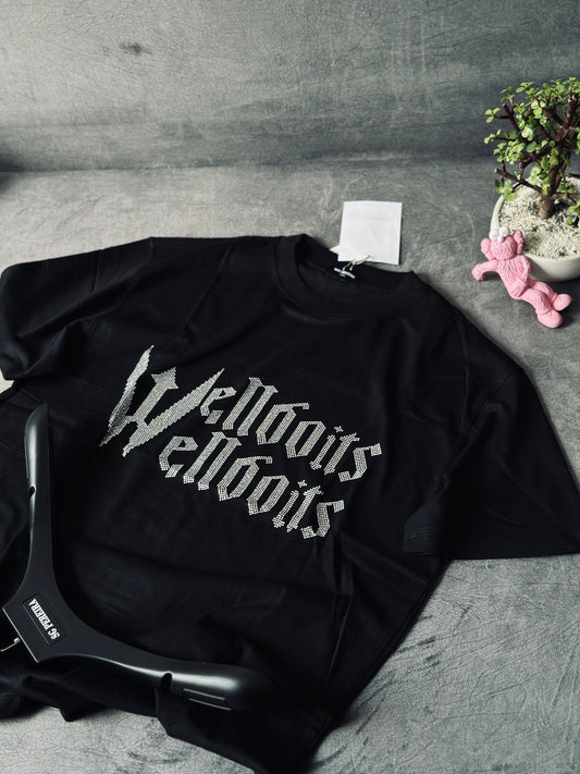 CAMISETA OVERSIZE WE1  NEGRA PIEDRAS