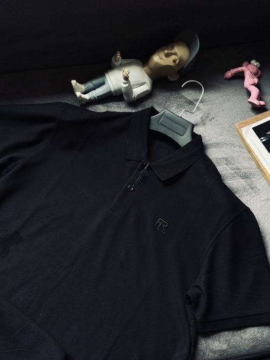 CAMISETA POLO RAL NEGRA RL TEJIDO