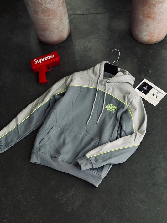 HOODIE SYN GRIS DETALLE VERDE FLUO