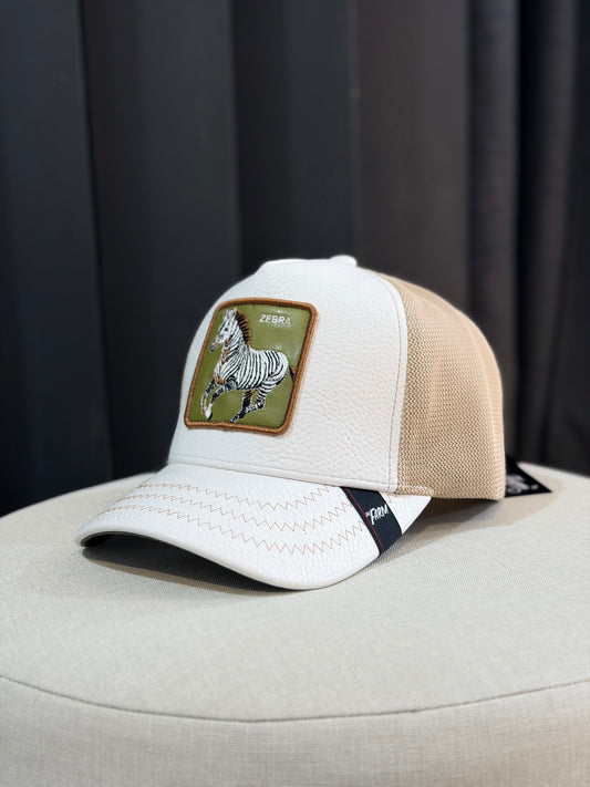 GORRA GOO BLANCA CUERINA CEBRA