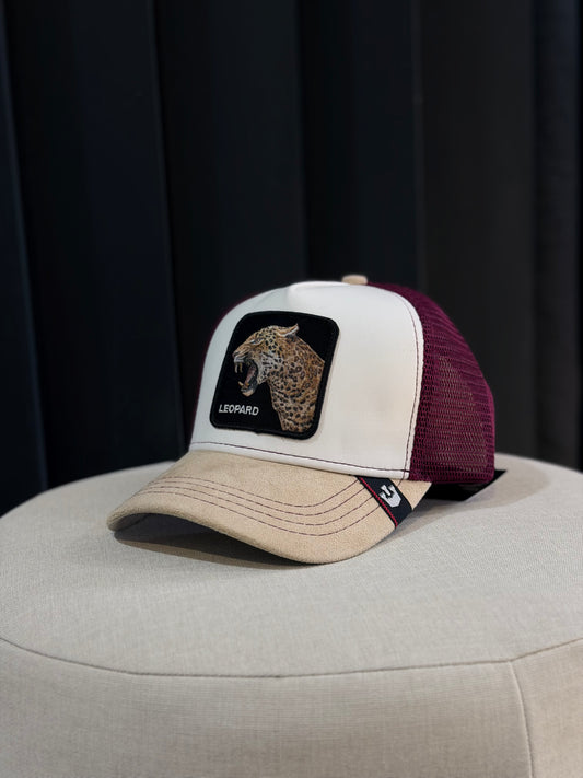 GORRA GOO ROJA BLANCO CUERINA LEOPARDO