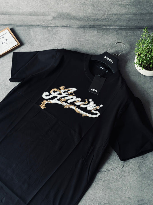 CAMISETA SLIM AMI NEGRA MATAS CAFÉ