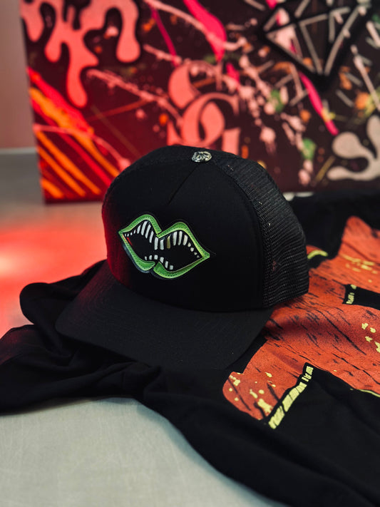 GORRA CHR NEGRA LABIOS VERDES