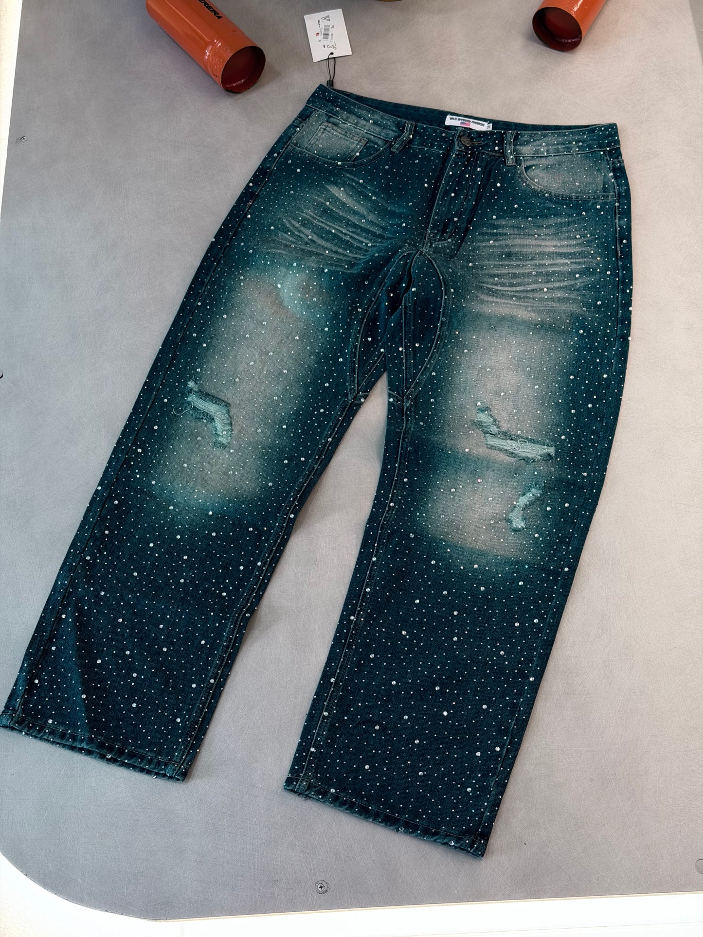 JEAN VAL AZUL RHINESTONE COMPLETO