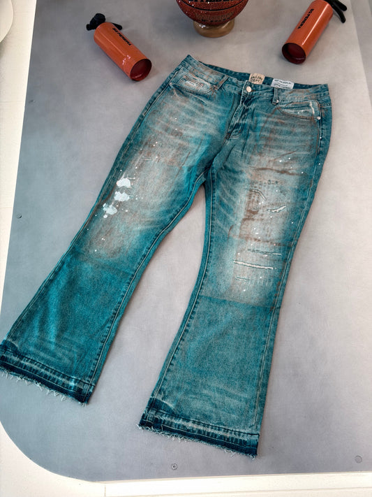 JEAN GAL AZUL DESGASTES CAFÉ