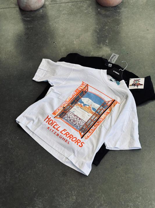 CAMISETA OVERSIZE HOU BLANCA PAISAJE NARANJA