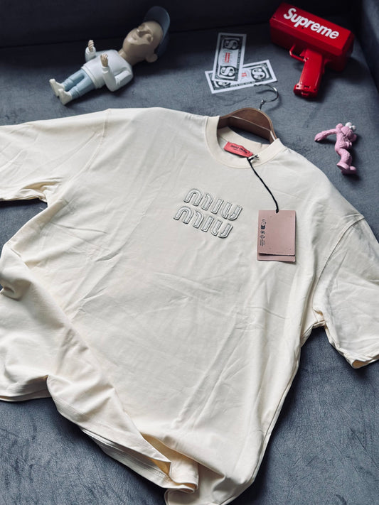 CAMISETA OVERSIZE TC MIU CREMA TEJIDO