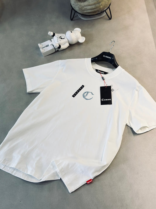 CAMISETA SLIM CLE BLANCA "C" AZUL