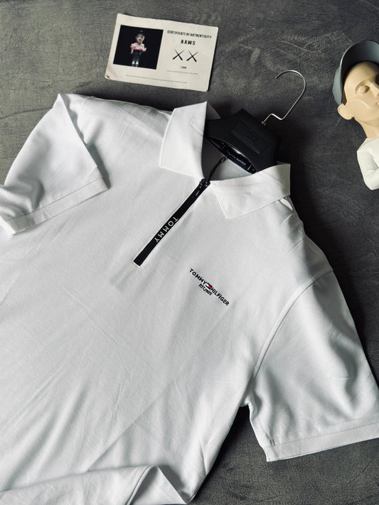 CAMISETA POLO TOM BLANCA CREMALLERA NEGRA